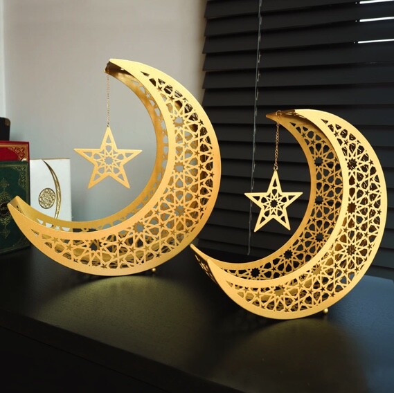 طقم معدني على شكل هلال رمضان - ٢ قطعة - 1