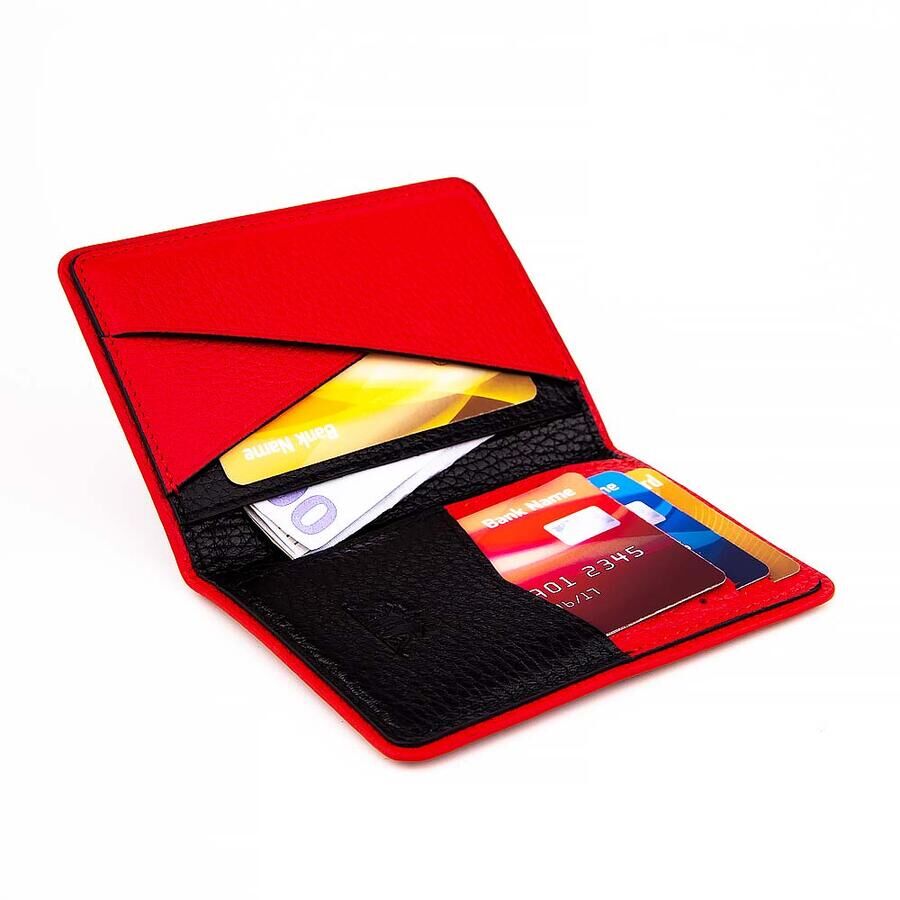 محفظة رجالية أسود-أحمر نابض بالحياة جلد أصلي رياضية - 1