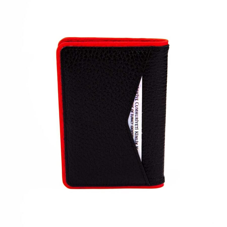  محفظة رجالية أسود-أحمر نابض بالحياة جلد أصلي رياضية - 2