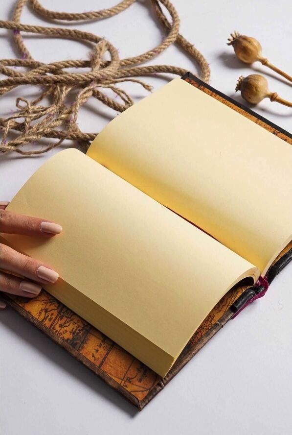 دفتر مذكرات مصنوع يدويًا من الجلد الطبيعي بنمط البوصلة - 3