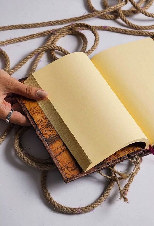 دفتر مذكرات مصنوع يدويًا من الجلد الطبيعي بنمط البوصلة - 4