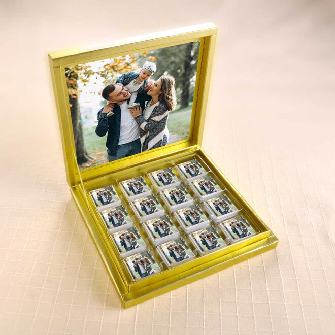 شوكولا مادلين فاخرة في صندوق ذهبي هدية مميزة لمن تهتم بهم 32 قطعة من حجي شريف - 2