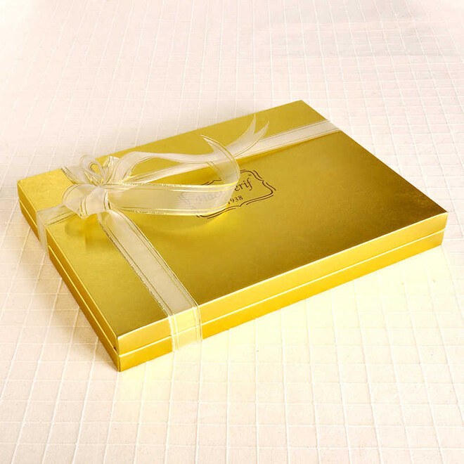 شوكولا مادلين فاخرة في صندوق ذهبي هدية مميزة لمن تهتم بهم 48 قطعة من حجي شريف - 3