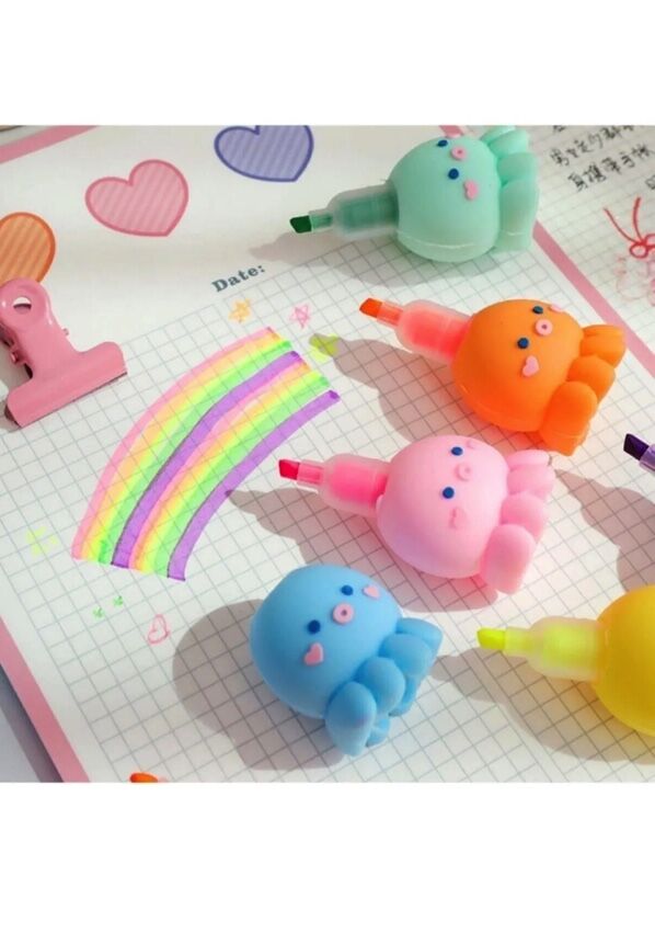 5 colors of octopus-shaped highlighters - 2