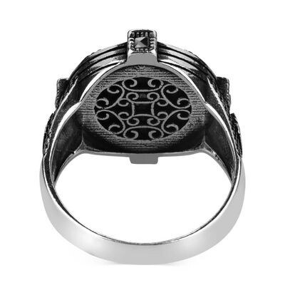 خاتم فضة عيار 925 بتصميم البوصلة و رمز مرساة - 3