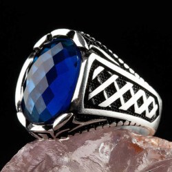 925 blue white silver ring - 1