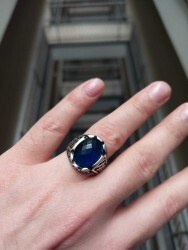 925 blue white silver ring - 2