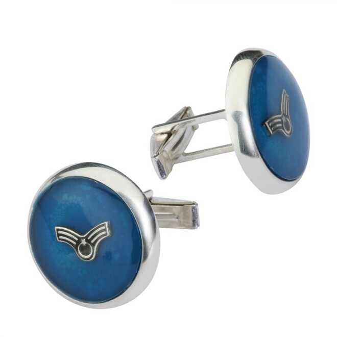 925 Silver Cufflinks with Blue Enamel 