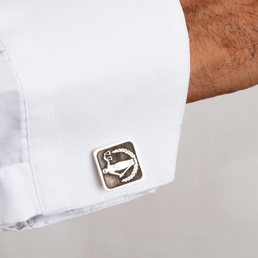 925 Silver Cufflinks with the Statue of Justice Design - 2