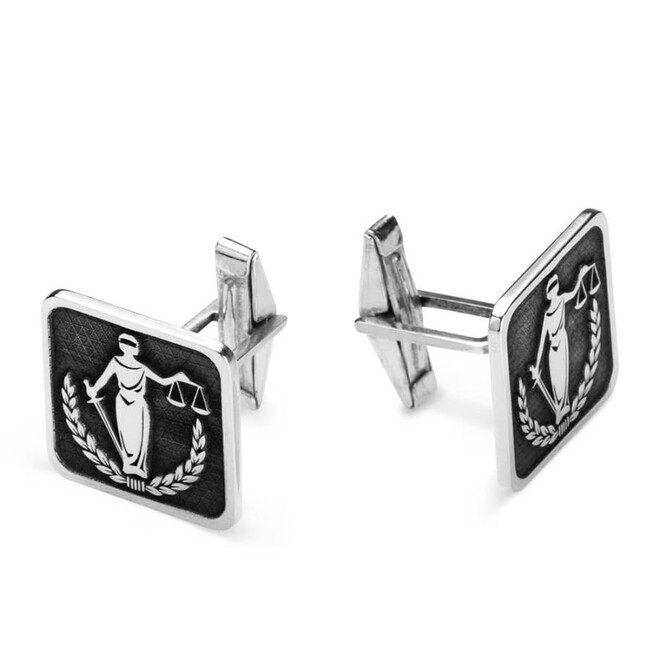 925 Silver Cufflinks with the Statue of Justice Design - 1