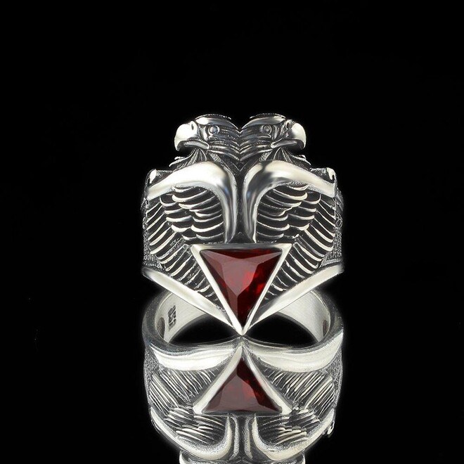 925 Silver Ring with Eagle Design with Zircon - Men's Rings - 1