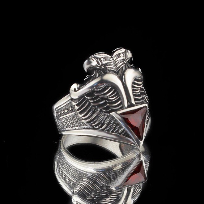 925 Silver Ring with Eagle Design with Zircon - Men's Rings - 2