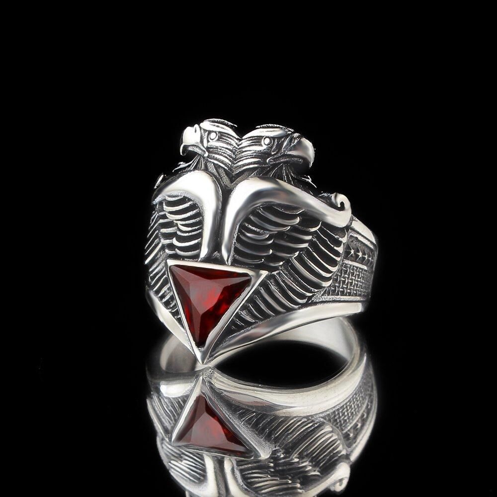 925 Silver Ring with Eagle Design with Zircon - Men's Rings - 3