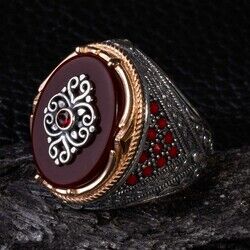 925 Silver Ring with Zircon Stone and Onyx - Men's Rings - 4