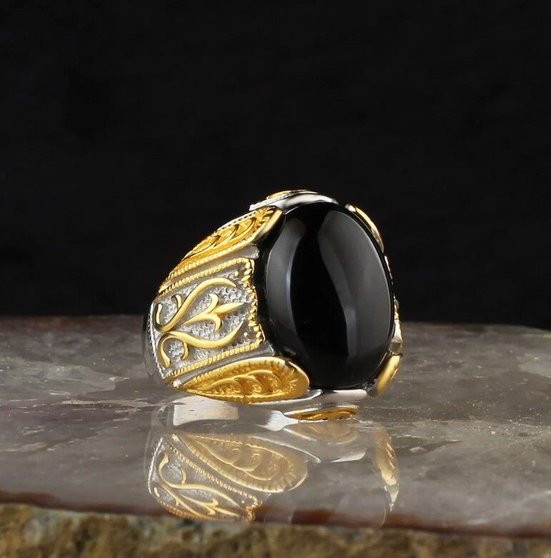 925 Sterling Silver 925 Sterling Silver Ring With Black Tiger Eye Stone - 1