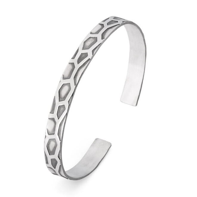 925 Sterling Silver Men's Dice Pattern Cuff Bracelet - 1