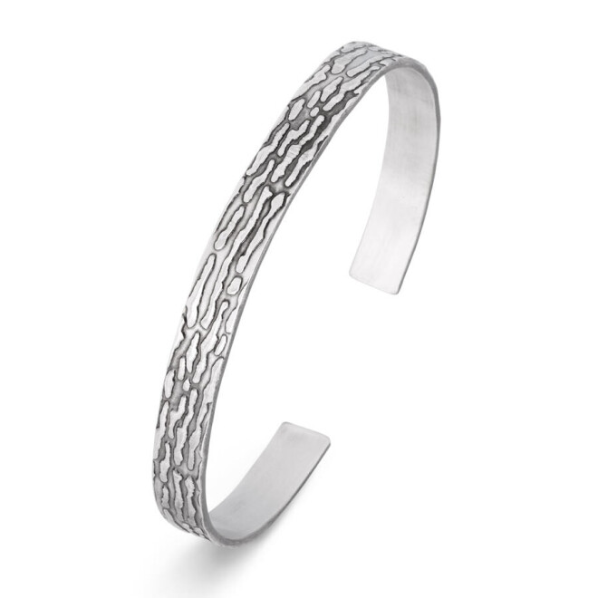 925 Sterling Silver Men's Plasma Pattern Cuff Bracelet - 1