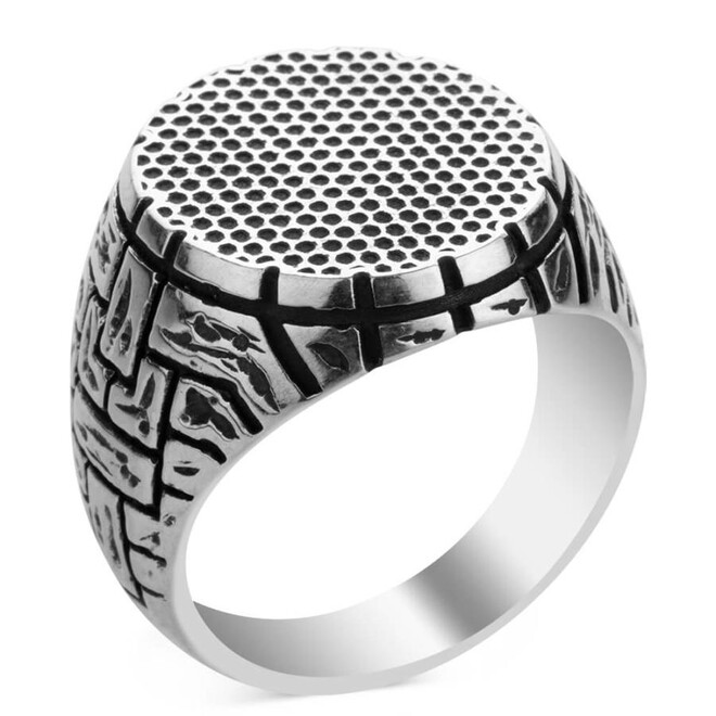 925 Sterling Silver Oval Special Design Men's Ring - 1