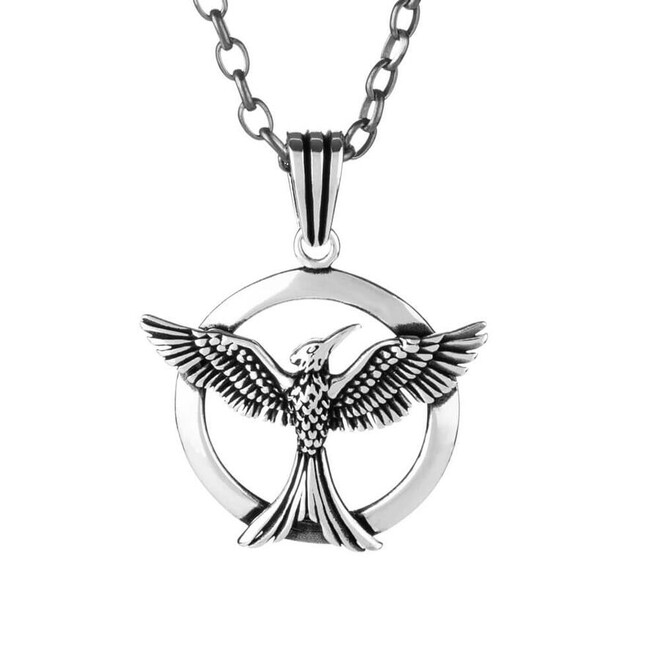 925 Sterling Silver Phoenix Men's Necklace (Thick Chain) - 1