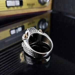 925 Sterling Silver Ring with a Black Zircon Stone - 1