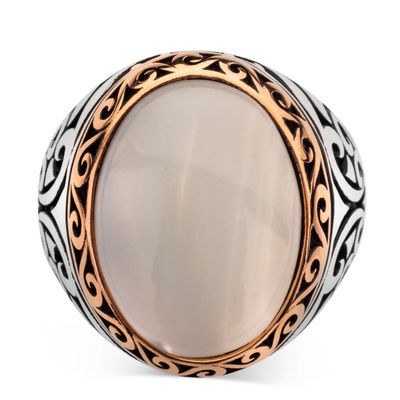 925 Sterling Silver Ring with a Nacre Stone - Men's Rings - 1
