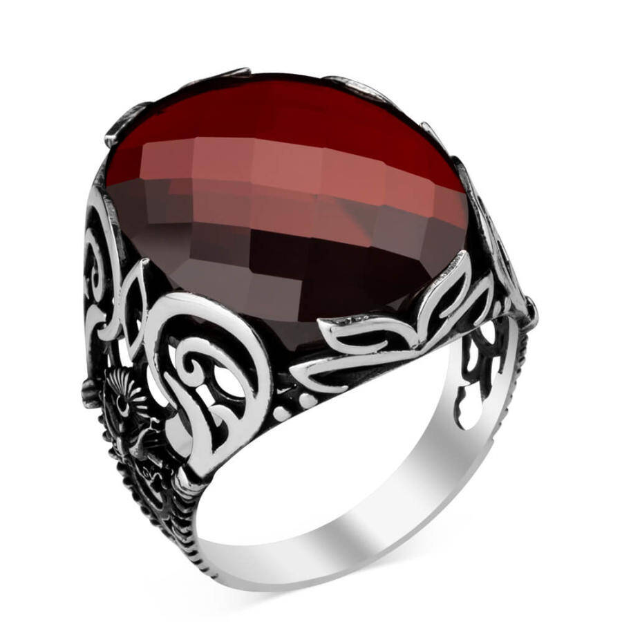 Buy Silver Red Stone Ring , Silver Ruby Stone Ring , Ottoman Patterned  Men's Ring , Men Handmade Ring , 925k Sterling Silver Ring , Gift for Him  Online in India - Etsy