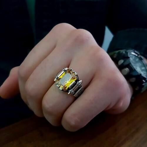 925 Sterling Silver Ring with a Yellow Zircon Stone - 2