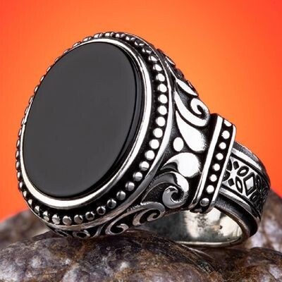 925 sterling silver ring with black onyx stone - 2