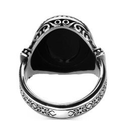 925 sterling silver ring with black onyx stone - 3