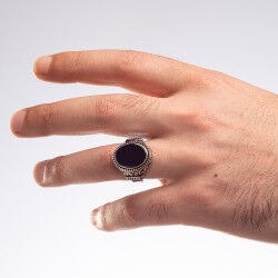 925 sterling silver ring with black onyx stone - 4