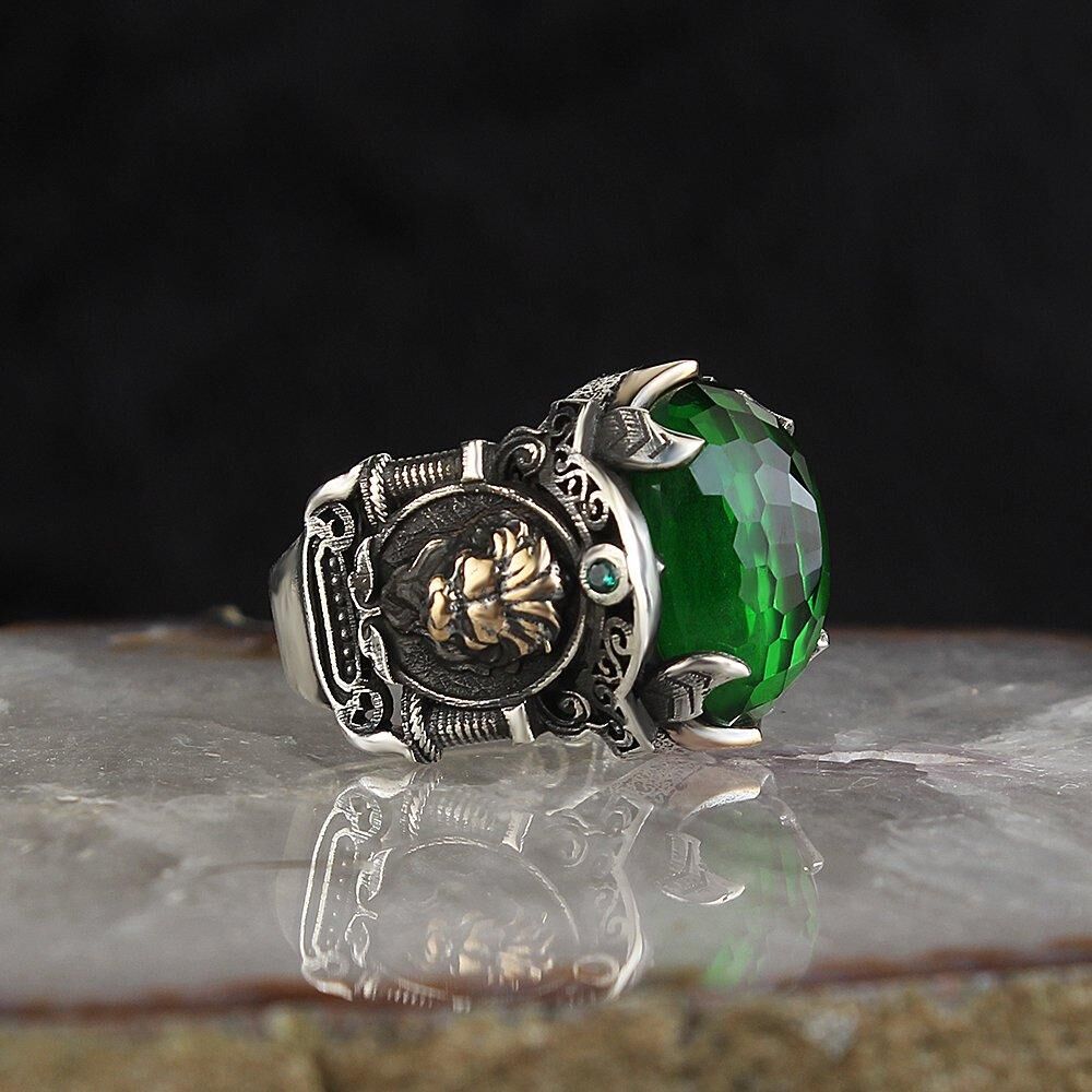 Emerald Ring With Unique Oxidized Silver Design – Super Silver