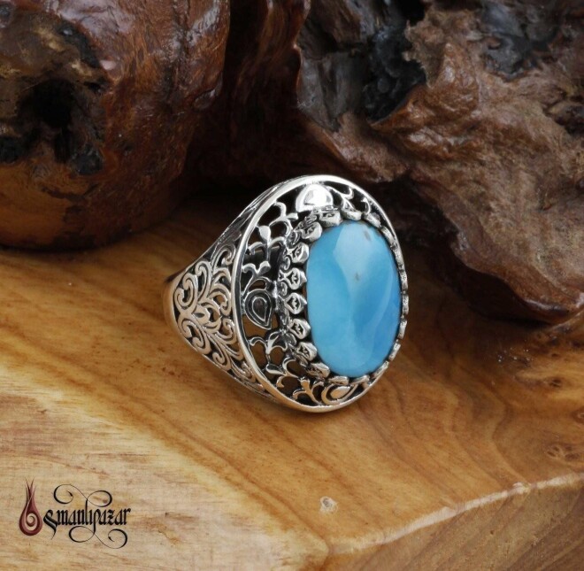 925 Sterling Silver Ring With Original Turquoise Stone - 1