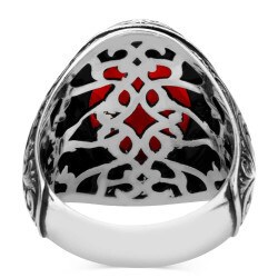 925 Sterling Silver Ring with Red Zircon - Mens Rings - 2