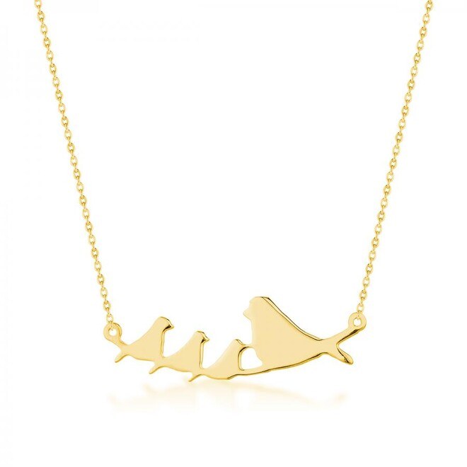 A silver necklace for women with the design of the mother bird and her three youngsters - 3
