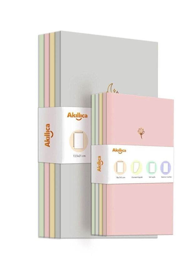 AKILLICA notebook set of 8 notebooks in soft pastel colours - 1