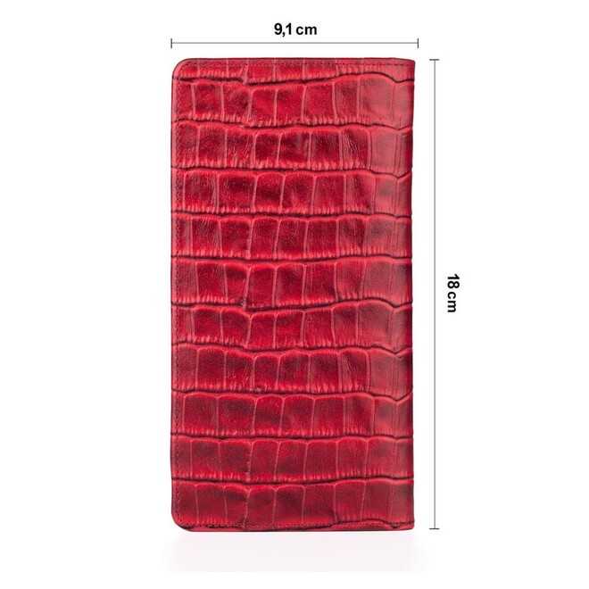 Anitolia Style Crocodile Leather Cell Phone Compartment Leather Hand Wallet Claret Red-Red - 2
