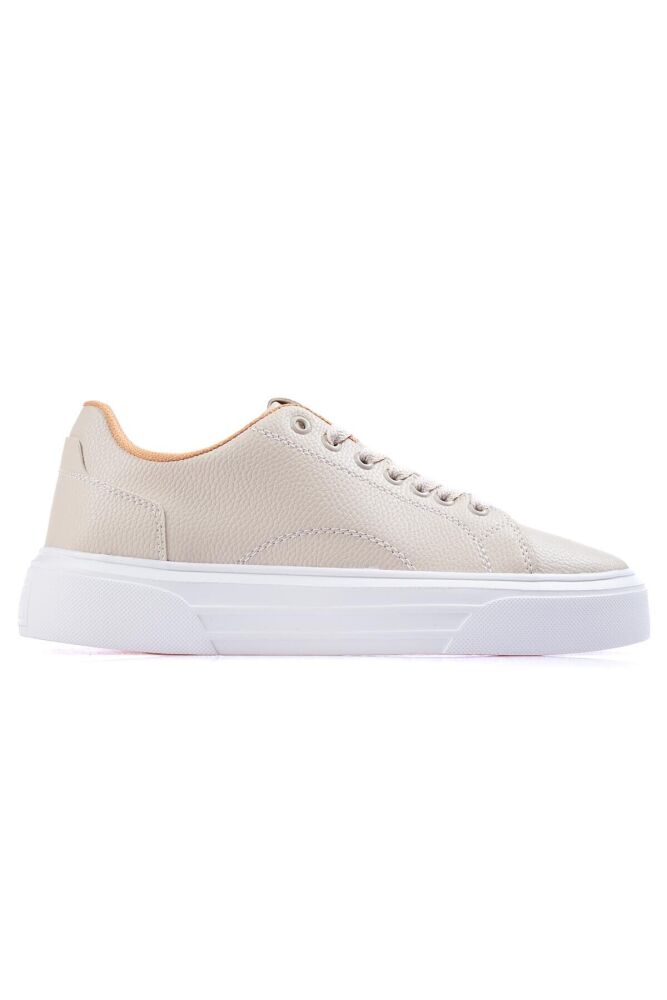 Beige Lacked High Base Artificial Leather Men's Sneakers - 89111 - 1