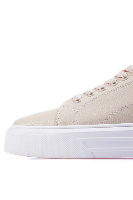 Beige Lacked High Base Artificial Leather Men's Sneakers - 89111 - 3
