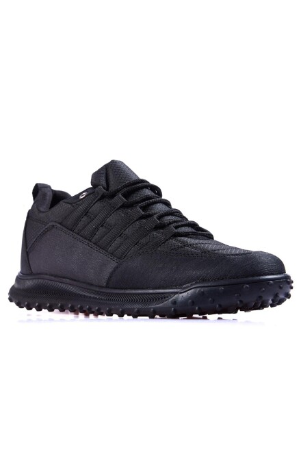 Black Lace File Detailed Artificial Leather Men's Sneakers - 89114 - 5