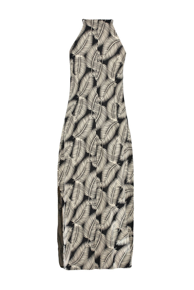Black maxi dress with leaves pattern - 2