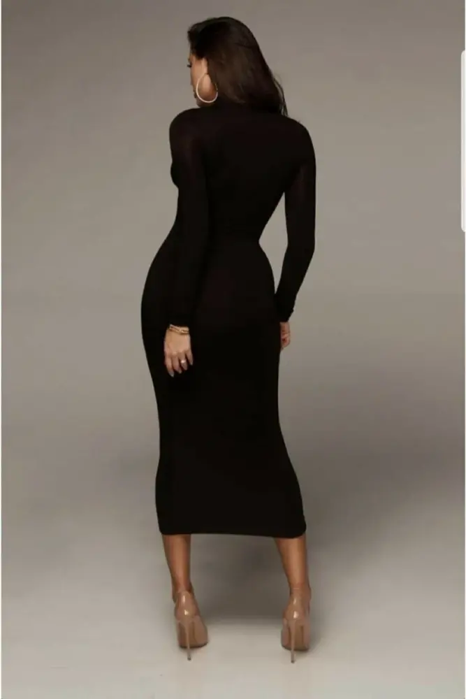 Black maxi dress with turtleneck - 4