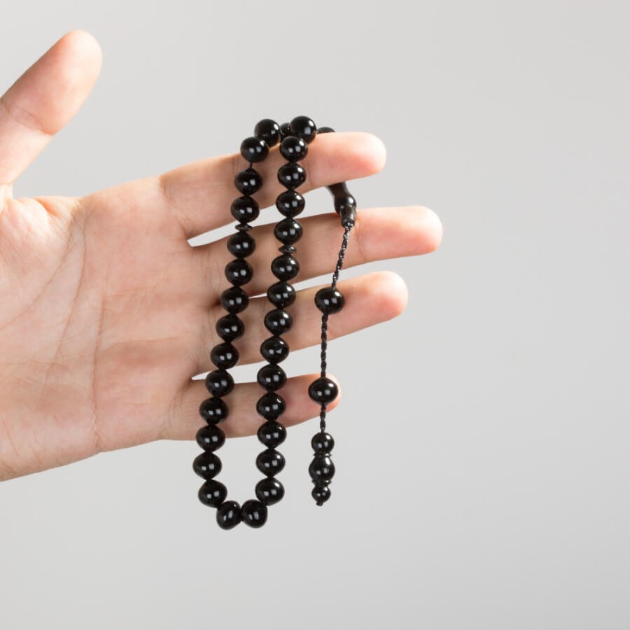 Black rosary made of lignite stone - 1