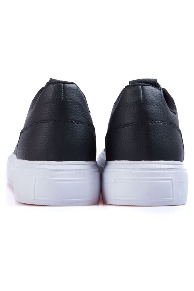 Black - White Lace High Base Artificial Leather Men's Sneakers - 89111 - 2