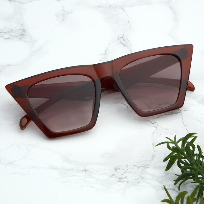 Brown plain womens sunglasses - 1