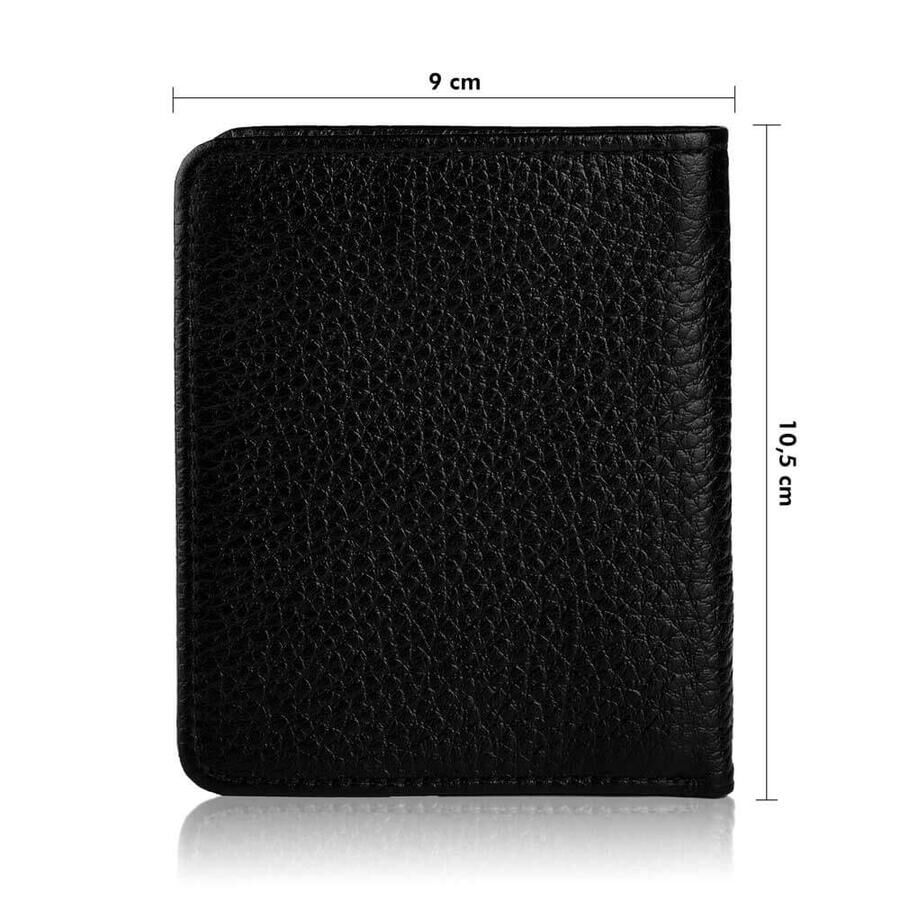 Classic genuine leather men wallet with coin compartment in black color - 4