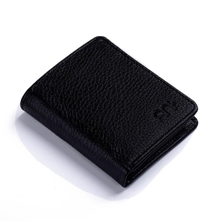 Classic genuine leather men wallet with coin compartment in black color - 7