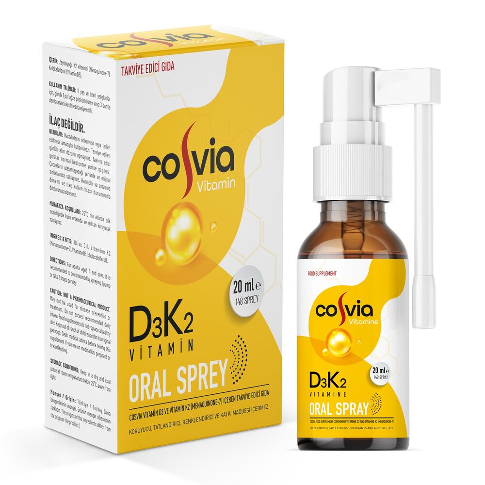Cosvia Vitamin D3 and K2 Oral Spray...a natural food supplement 3x20 ml - 1
