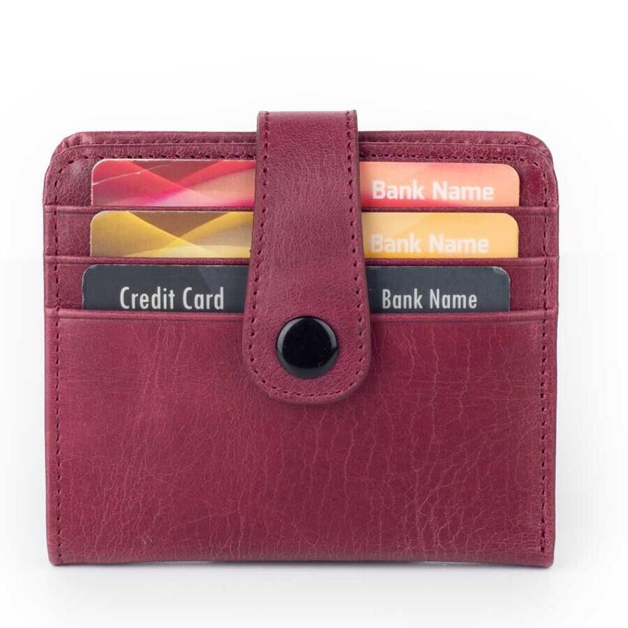 Customizable Classic Leather Men Wallet - Dark Red - 1