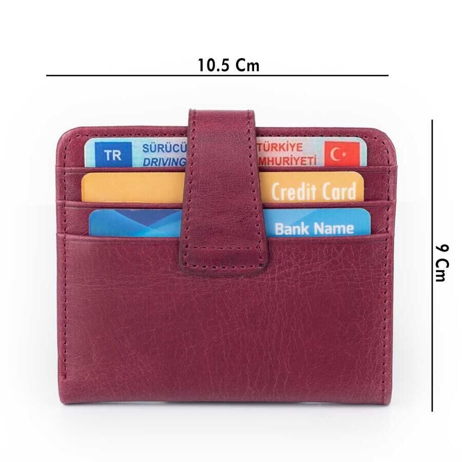 Customizable Classic Leather Men Wallet - Dark Red - 6