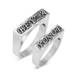 Customizable double sterling silver ring - 1